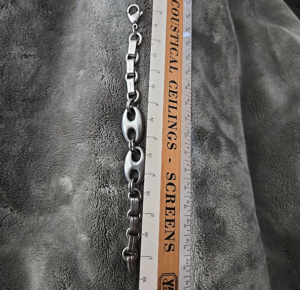Men's Chunky Hermes Style Silver Tone Large Link Bracelet - Polished Metal
